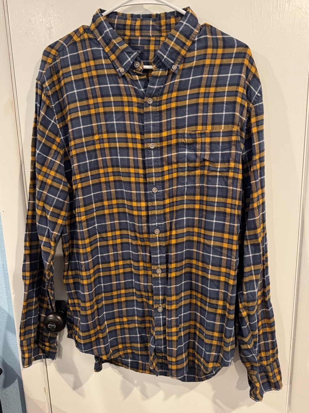 J. Crew men LARGE Classic Plaid Button-Down Shirt fall office vacation